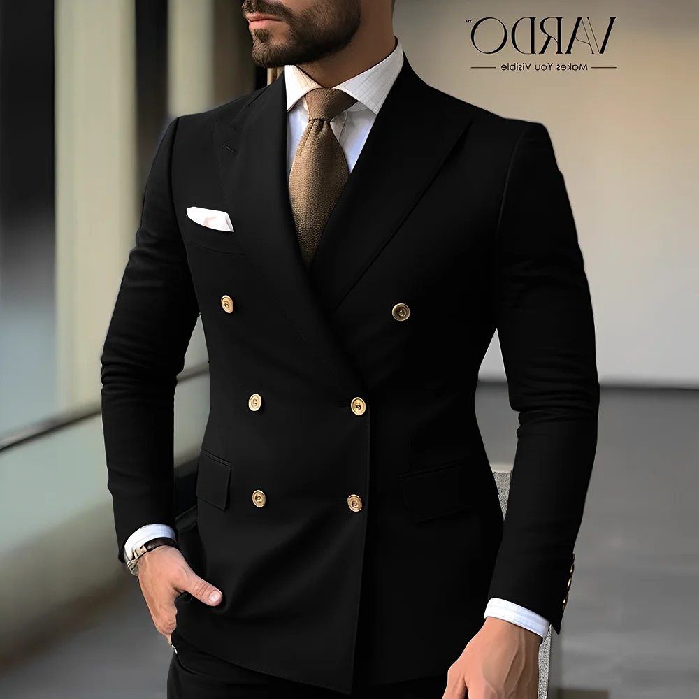 High-end Men's Suit 2-piece Blazer Pants Wedding Groom Tuxedo Double-breasted Jacket Slim Fit Design Outfit