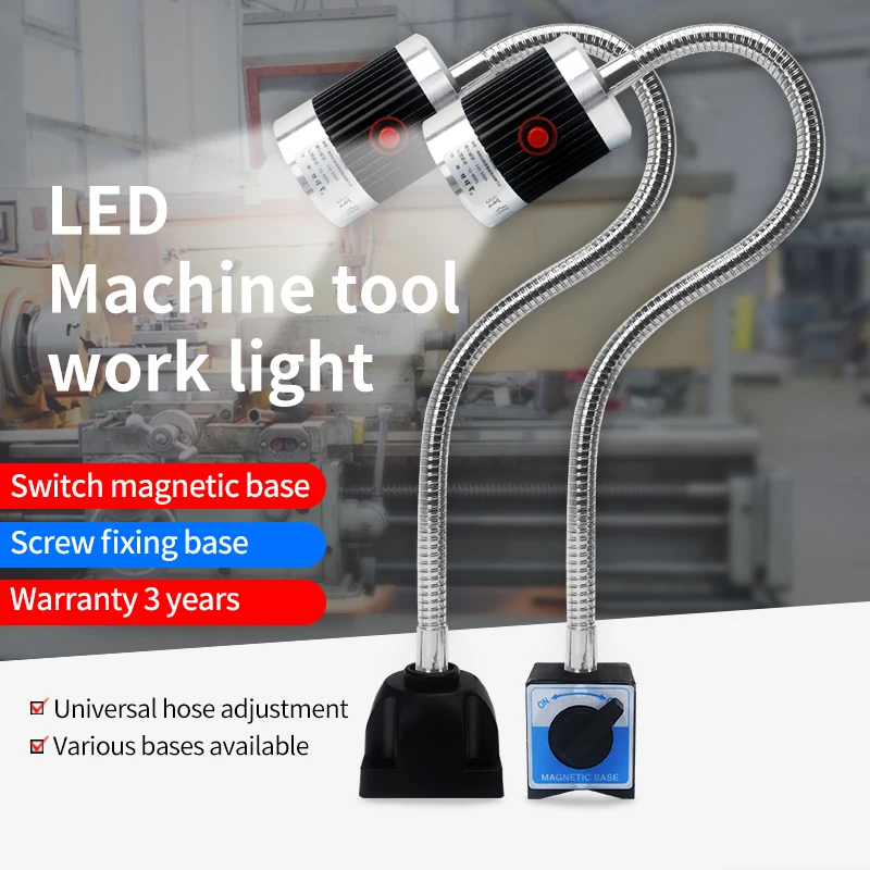 Led Machine Tool Light 3W 6W 9W Long Arm Hose Workshop Working Lights Magnetic / Screw Base Super Bright Industrial Lamp