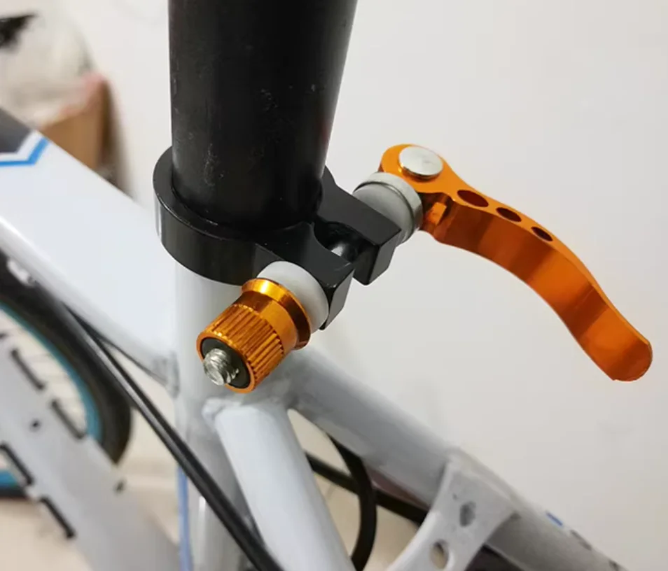 Q198   Bicycle Seat Tube Extension Quick Release Lever Mounted Shelves Without Holes MTB Lengthened QR Paragraph 01