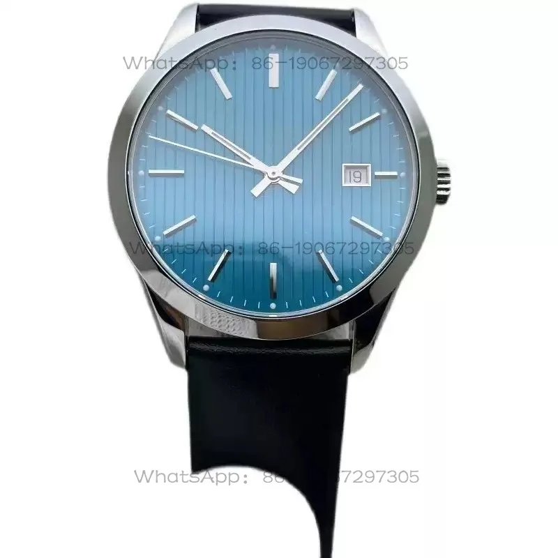 Blue striped dial, fully automatic mechanical single calendar mechanical watch