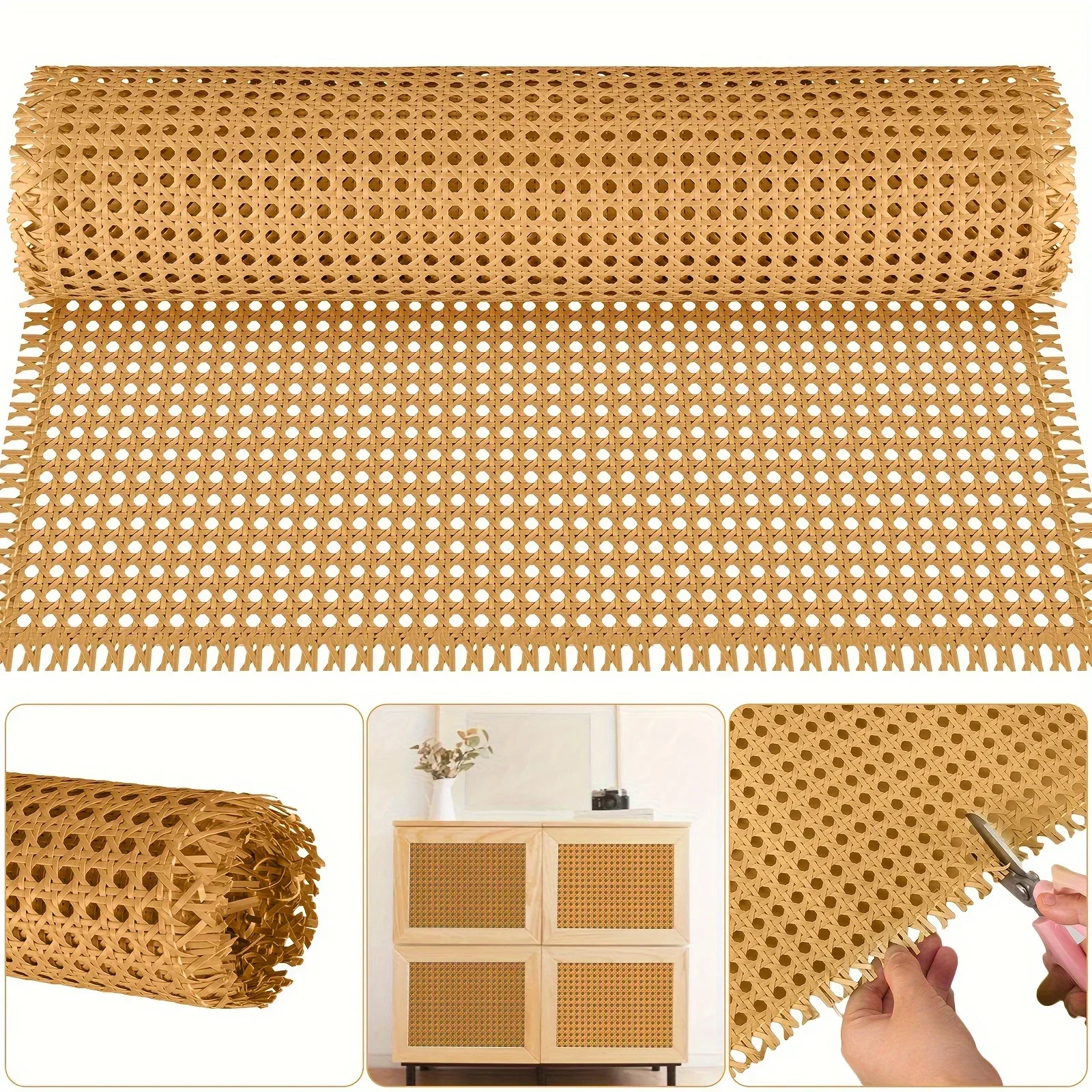 Various Sizes of Simulated Rattan Octagonal Eye Furniture Decoration Woven Open Mesh Rattan for Furniture Cabinets