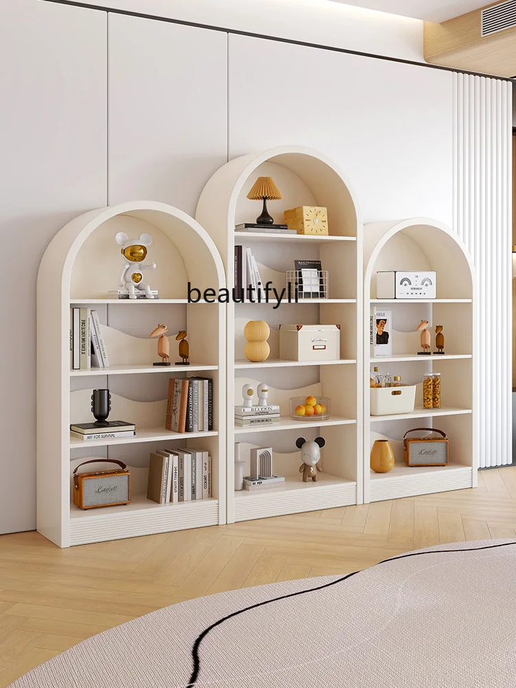 Cream Style Bookcase Free Combination Bookshelf Storage Home Living Room Display Floor Vertical Locker living room  furniture