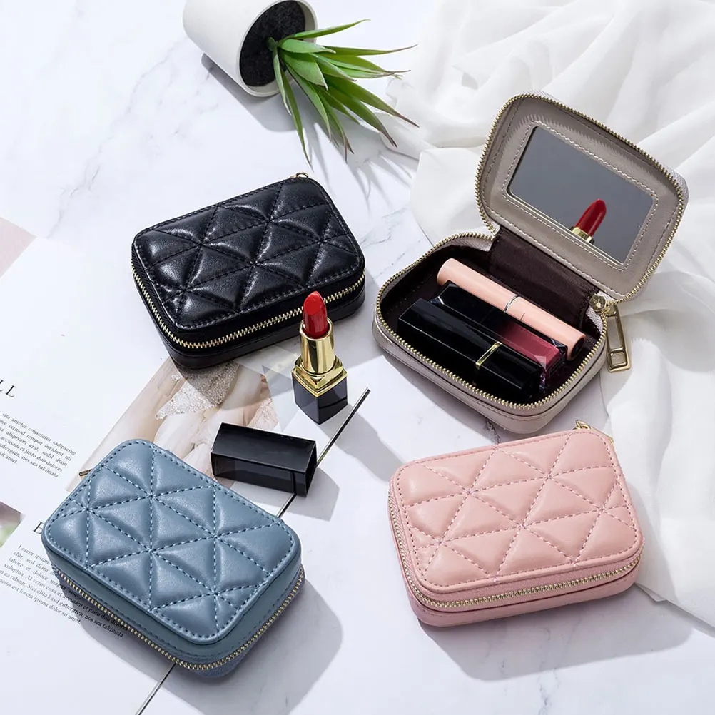Travel Makeup Bag Small Lipstick Holder Portable Pouch High Grade Material Comfortable Surface Daily Use Outdoor Office