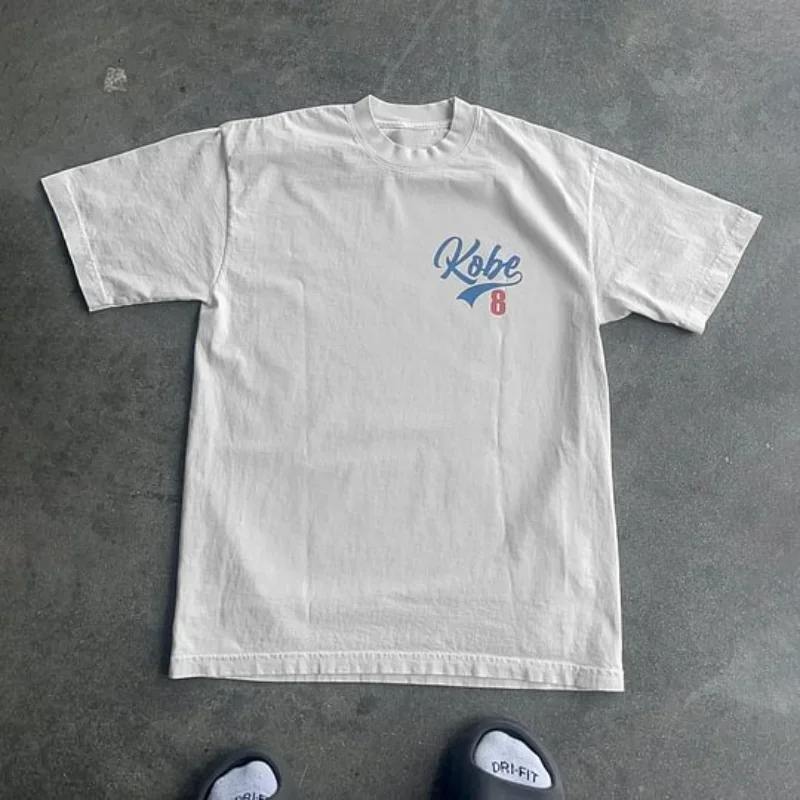 Basketball 8 Print 100% Cotton Casual T-Shirt Men Y2K Summer Short Sleeves Vintage Oversize Tshirt Streetwear Women Tops New image 2