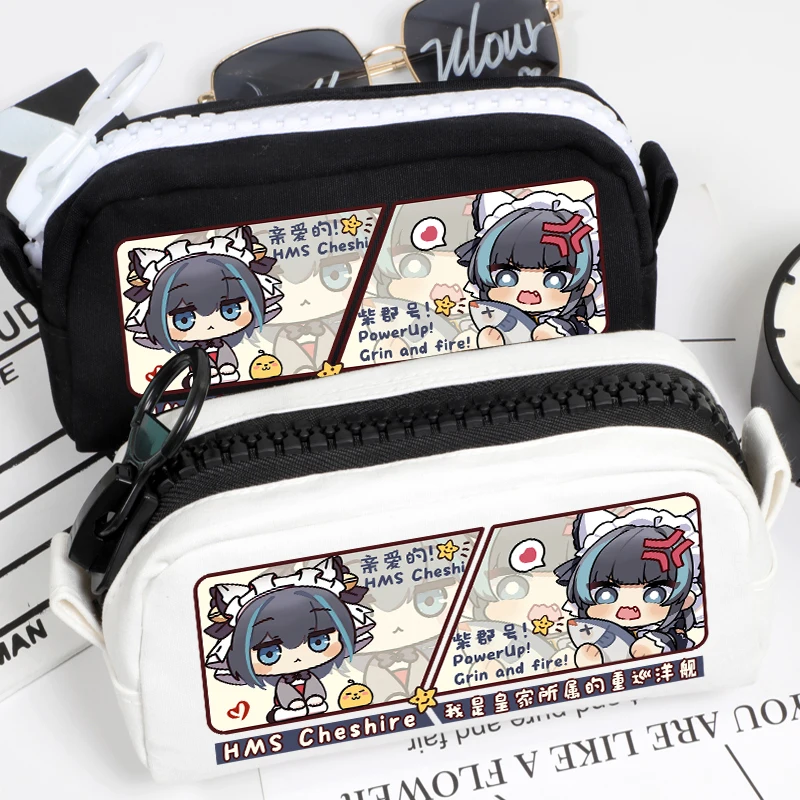 Azur Lane HMS Cheshire Capacity Pencil Case Cartoon Canvas Stationery Holder Bag Children Pen Case Students School Supplies