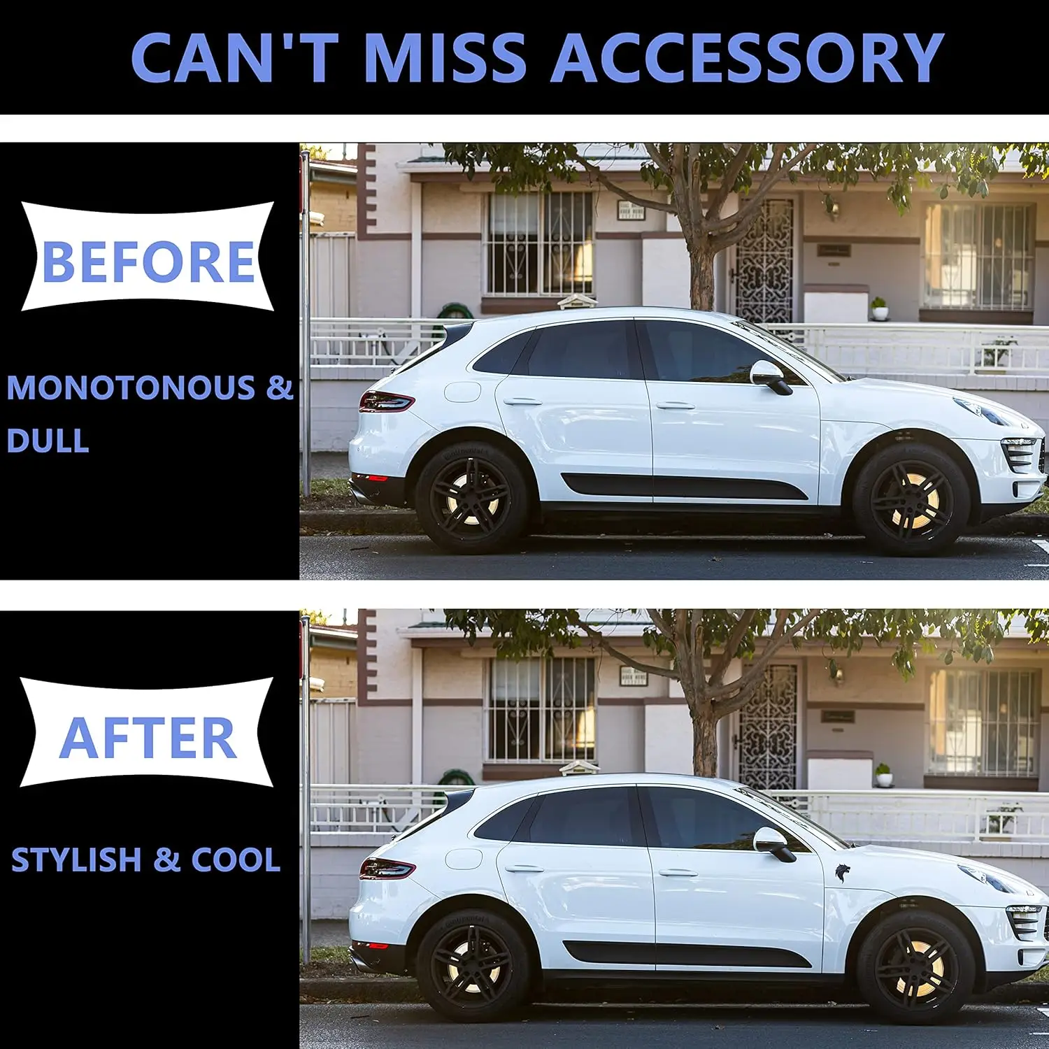 2pcs Cool Wolf Head Car Side/Rear/Front Decorations Badge Emblem 3D Self-Adhesive Nameplate Sticker for Car