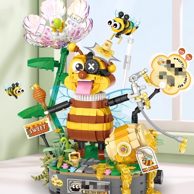 

SEMBO Little Bee Building Blocks Children's Educational Handmade Assembled Shark Trendy Toy Creative Model Desktop Ornament Gift