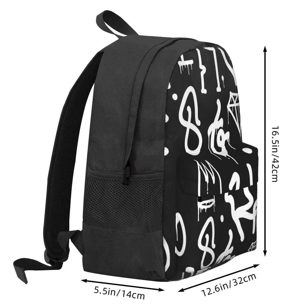 Black And White Graffiti Backpack Abstract Symbol Novelty Backpacks Women Men University Durable School Bags Design Rucksack