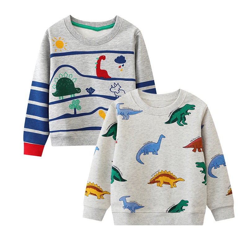 Little maven 2PCS 2026 Autumn Spring Baby Boys Girls New Dinosaur Tops Hoodies Cotton SweaterShirts for Kids Clothes  2-7 Years