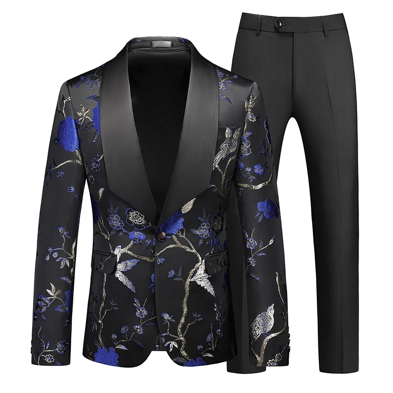 Men's Plus Size Slim Fit Fashion Single-Button Suit Jacket + Pants - Image 5