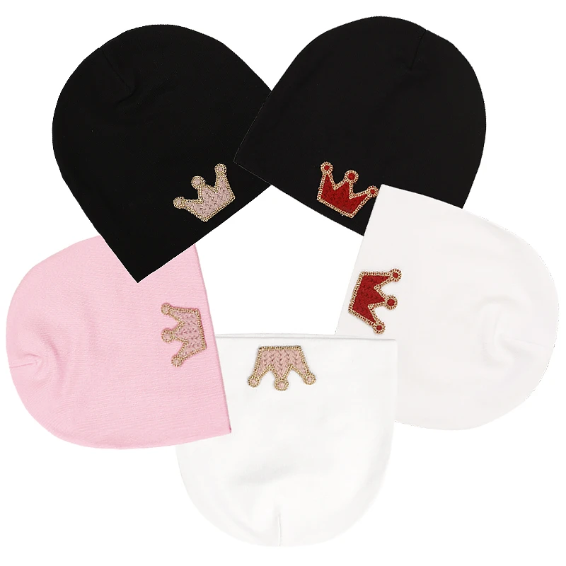 Baby Crown Hat 0-3 Months Newborn Cotton Baby Hat Solid Color Cute Casual Warm Beanie For Baby Girls Boys