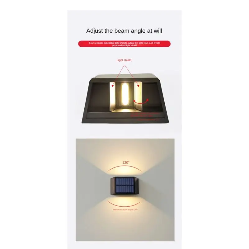 AA19 4PCS LED Outdoor Wall Light Waterproof Solar Outdoor Ambient Lighting Porch Lights Garden Lights Outdoor Wall Lamp