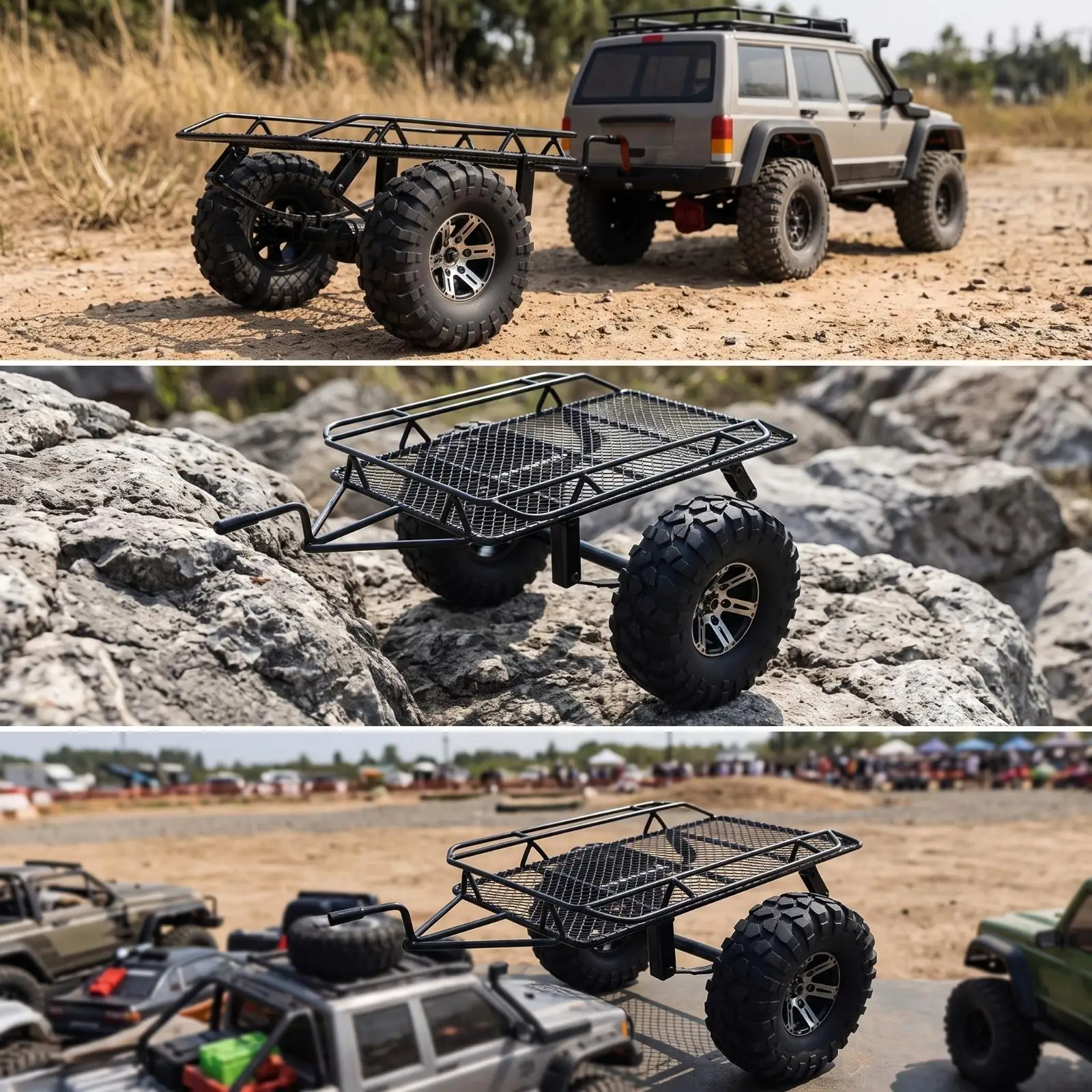 Metal Crawler Trailer off-Road RC Crawler Trailer Heavy Duty for Trail Runs