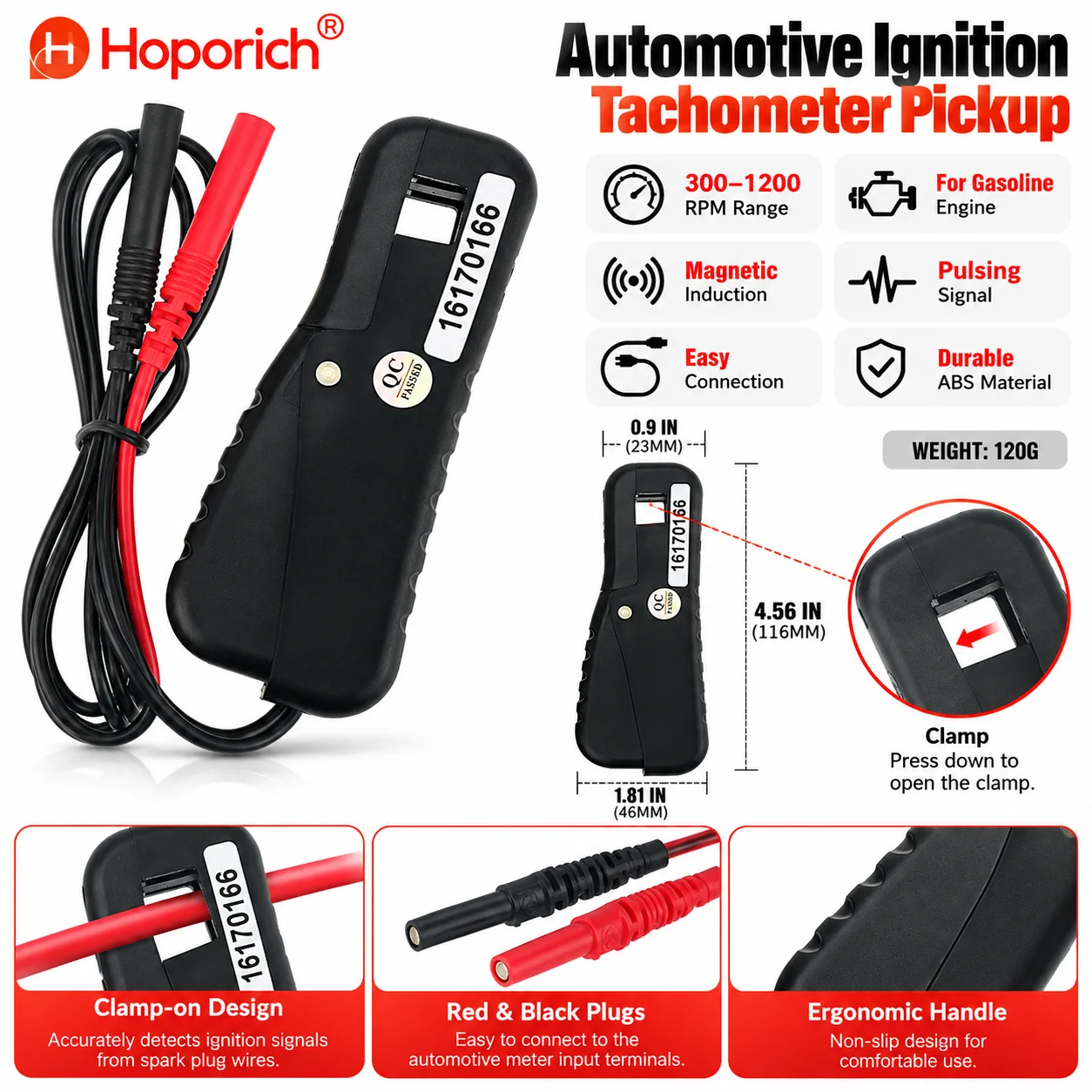Inductive Clamp Signal Pick Up Adapter Probe Automotive Engine Ignition RPM Tester Car Motorcycle Repair Tool HoldPeak