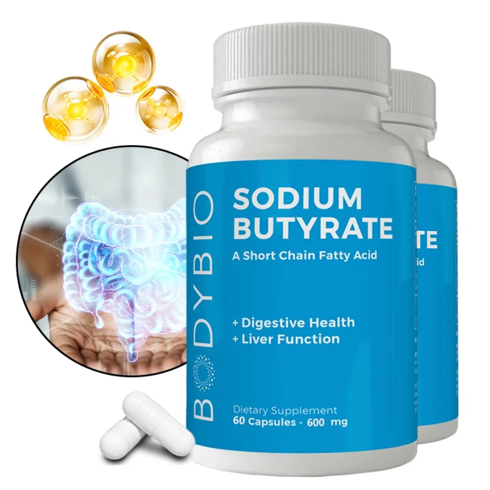 Sodium Butyrate Supplement Capsules for Digestion Health Supportloat, Gas & Constipation Relief, 120 Capsules