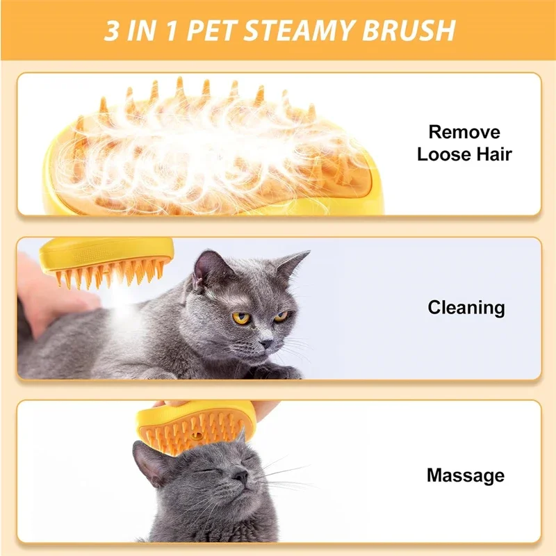 Cat Steam Brush Steamy Dog Brush Electric Sprayer for Massage Pet Grooming tool Shedding 3 in 1 Electric Sprays Massage Combs