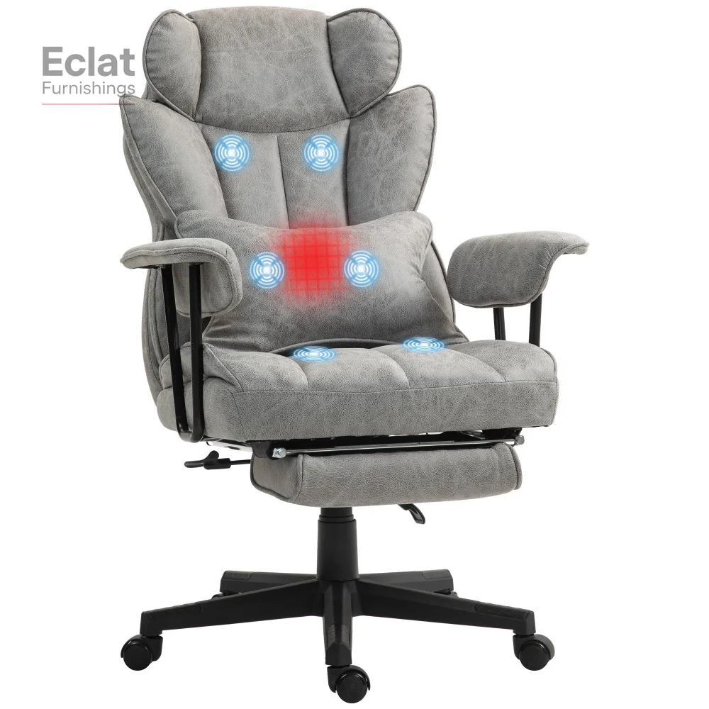 

High Back Vibration MassageOffice Chair with 6 Vibration Points,Heated Reclining PU LeatherComputer Chair with Armrest andRemote