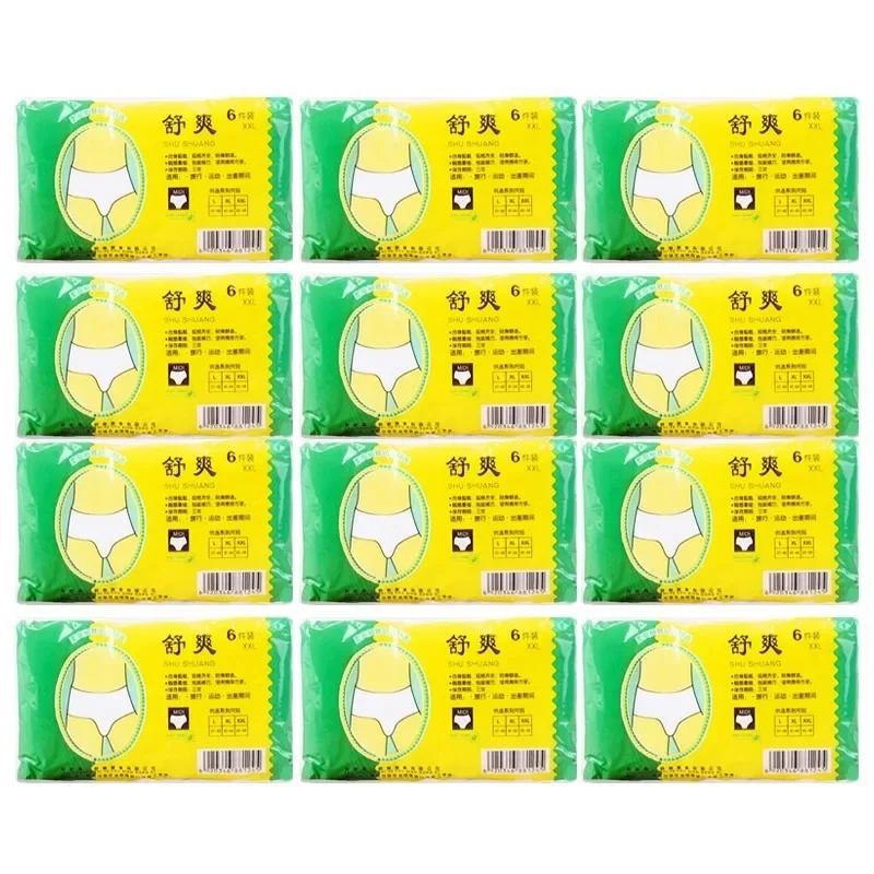 6-24 ks/sada cestovních přenosných jednorázových netkaných papírových kalhotek, spodní prádlo bílé, běžné nouzové kalhotky pro ženy a muže - náhled 5