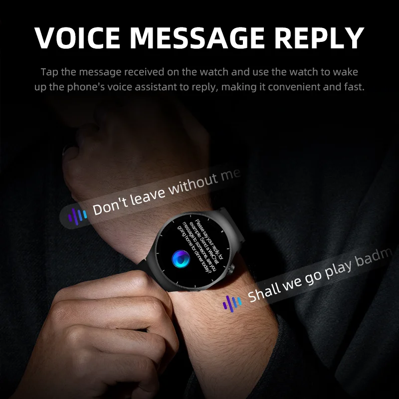 ساعة ذكية Howear HW8 Pro للرجال مع مصباح يدوي للتدليك الصوتي، رد NFC Sport Bluetooth Call Music، تحكم في الفيديو القصير 300 مللي أمبير في الساعة