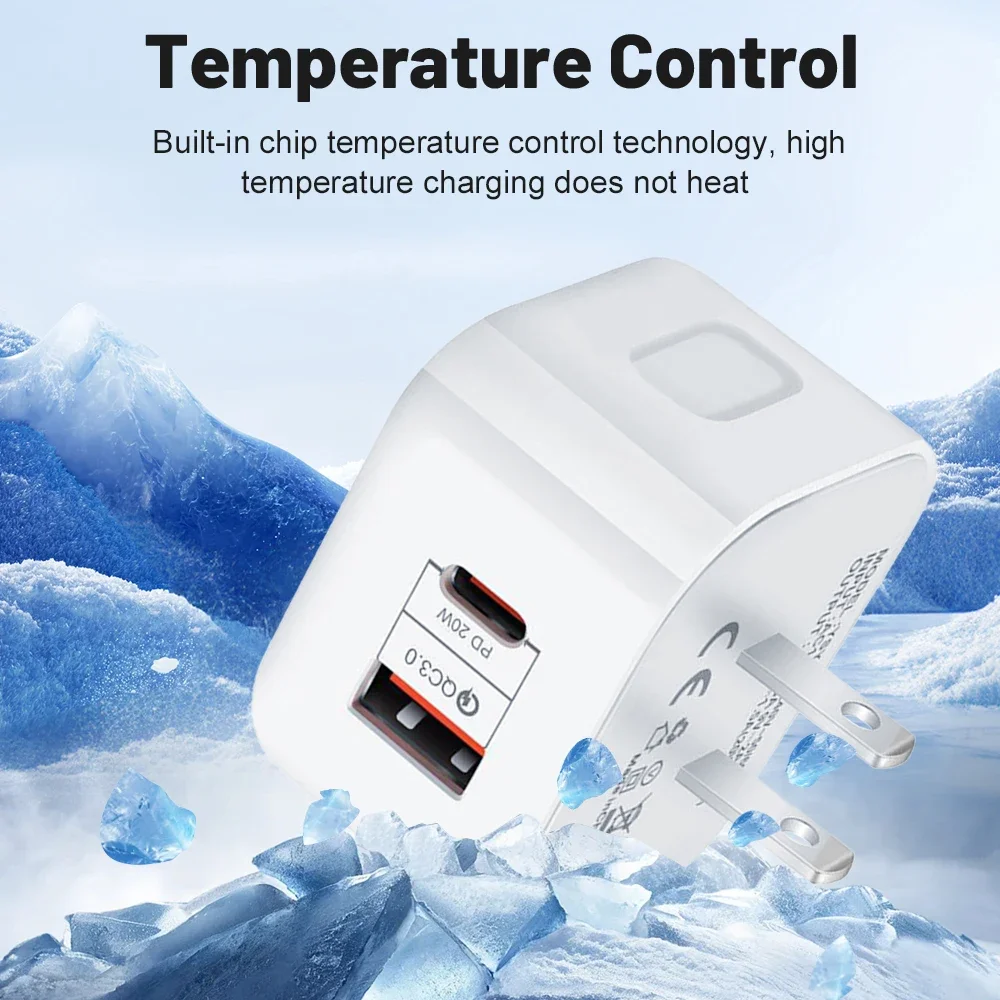 Quick 20W Dual Ports Wall Charger Type-C USB PD Phone Fast Charger Super Quick Charging Power Adapters EU/US/UK Plug For iPhone