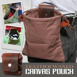 Leather Waxed Canvas Pouch Garden Tool Bag Handheld Garden Tool Bag Outdoor Canvas Picking Bag Waterproof Canvas Roll Bag