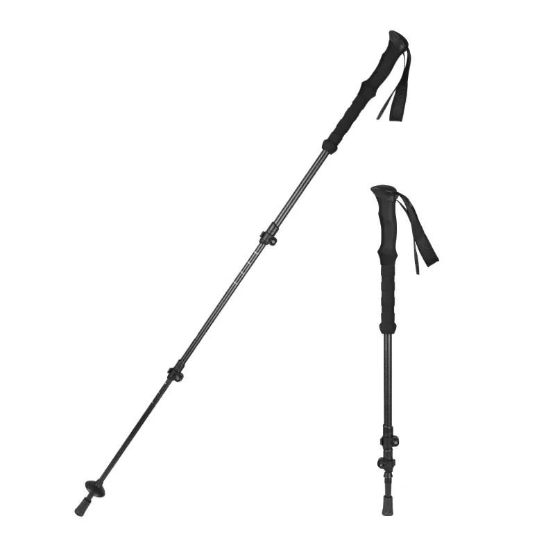 

Outdoor Custom New Design 3 Section Telescope Aluminum 7075 with Carbon Texture Surface Trekking Stick Walking Poles