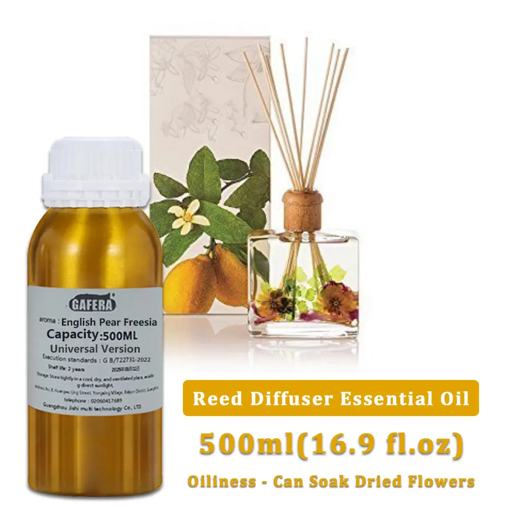 

GAFERA 500ml(16.9 fl.oz) Freesia/Hilton Essential Oils - Diffuser Replenish Aroma Oil For Reed Diffuser & Flameless Aromatherapy