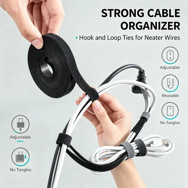 1M Cable Protector Cord Organizer, Wire Winder Management Ties for Earphone Mouse Charging Cable iPhone Xiaomi Samsung