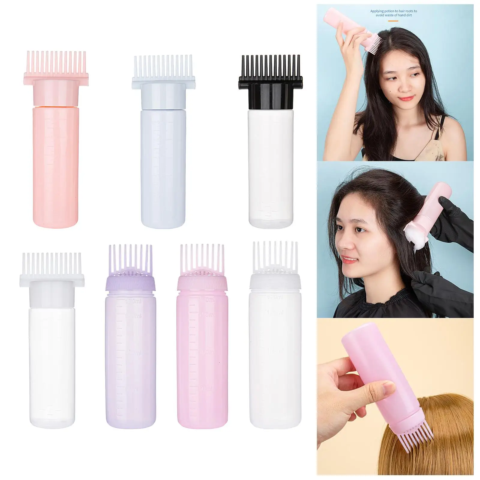 Root Comb Applicator Bottle Empty Refillable Hair Oil Applicator for Home