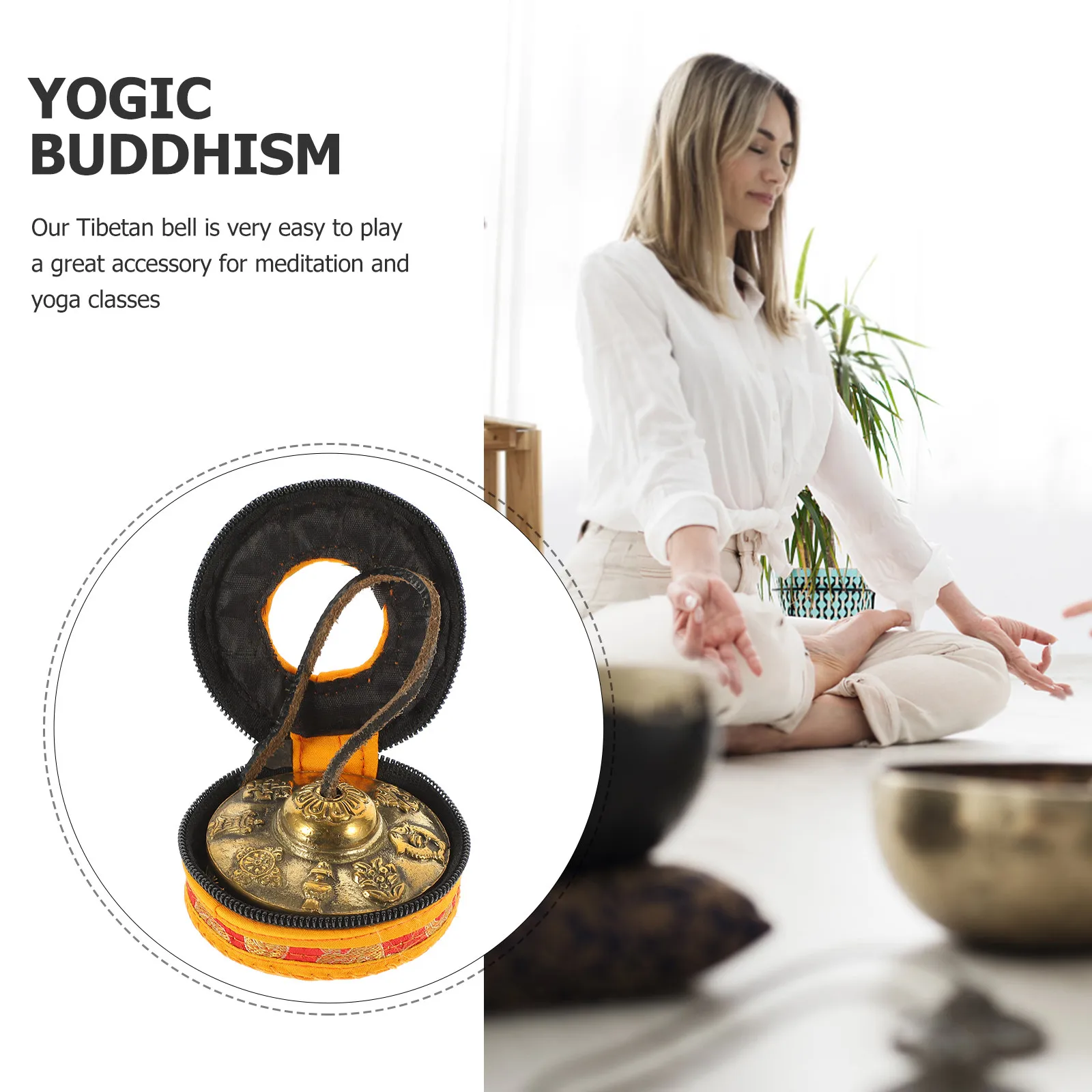 Hand Crash Cymbal Tibetan Bell Copper Crafted Meditation Bell Yoga Relaxation Tool Portable with Storage Bag Small Percussion view 5