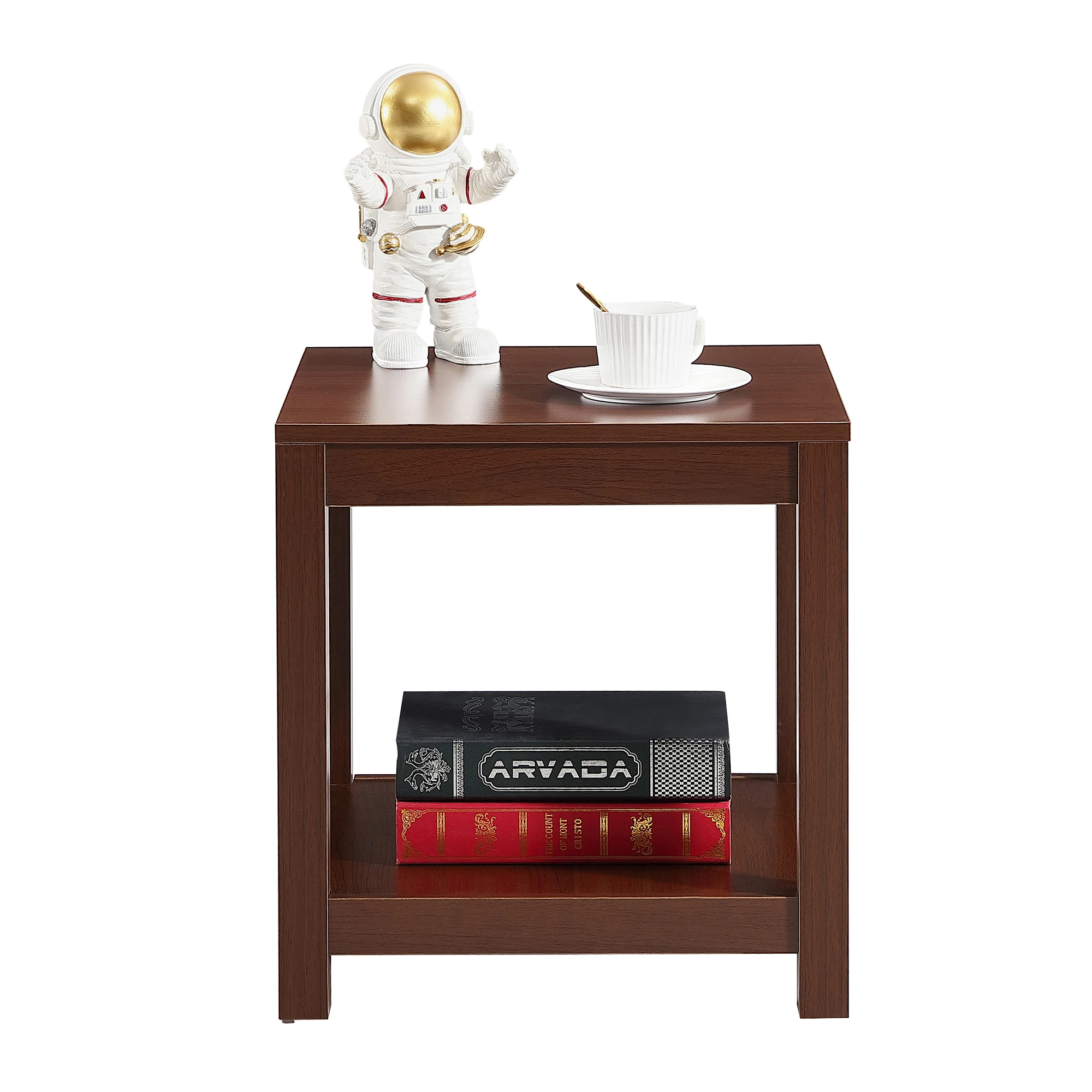 

Classic Side Table 2-Tier Small Space End Table Modern Night Stand Sofa Table with Storage Shelve