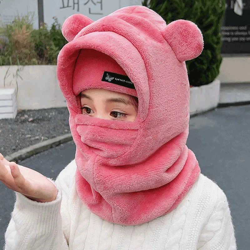 Bonnet à capuche avec oreille pour enfants, écharpe chaude pour garçons et filles, capuchon à oreillettes optiques pour enfants, 4 ans, 5 ans, 6