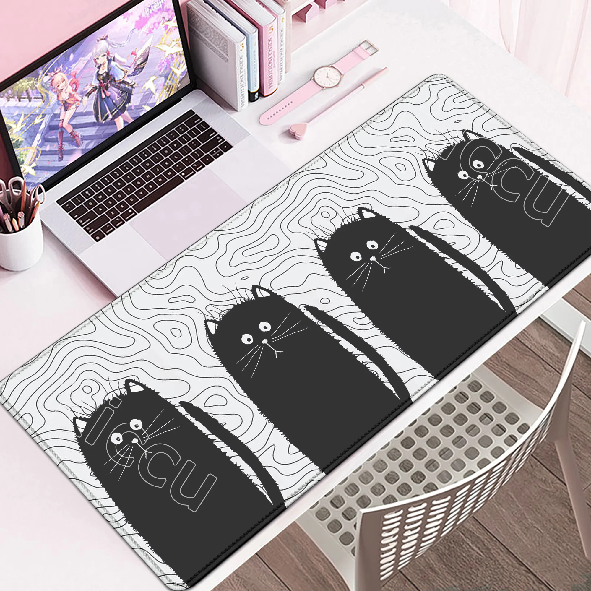 

Cute Cat Mouse Pad Large Computer Office Game Table Mats 1200×600mm Rubber Anti-slip Gaming Keyboard PC Mousepads Long Desk Pads