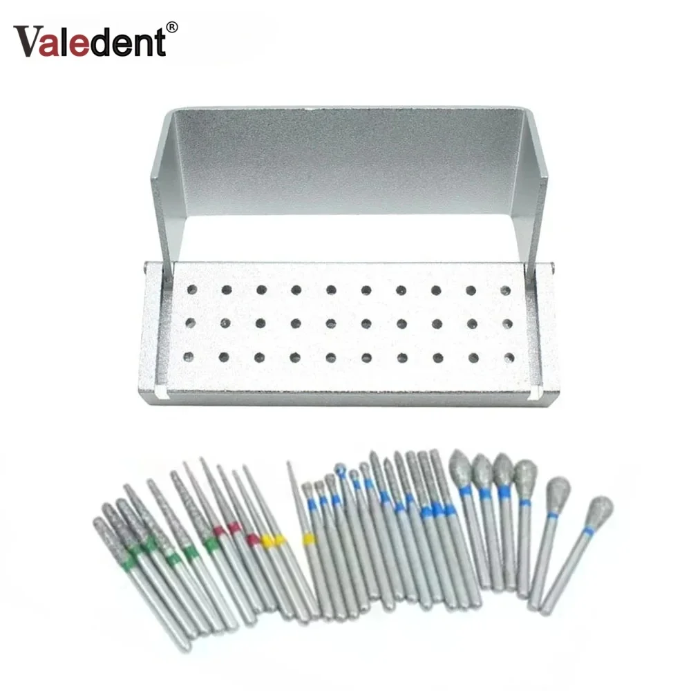 

30Pcs/Set Dental Burs Kit With 30Pcs Burs High Speed Handpiece burs Holder Colorful Aluminium Holder Drill Disinfection Block
