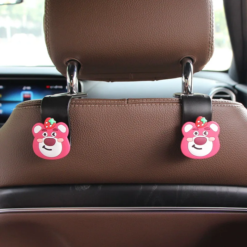 Strawberry Bear Car Hook Cartoon Character Backrest Car Interior Storage Rear Seat Hanging Mounted Multifunctional Hanging Hook
