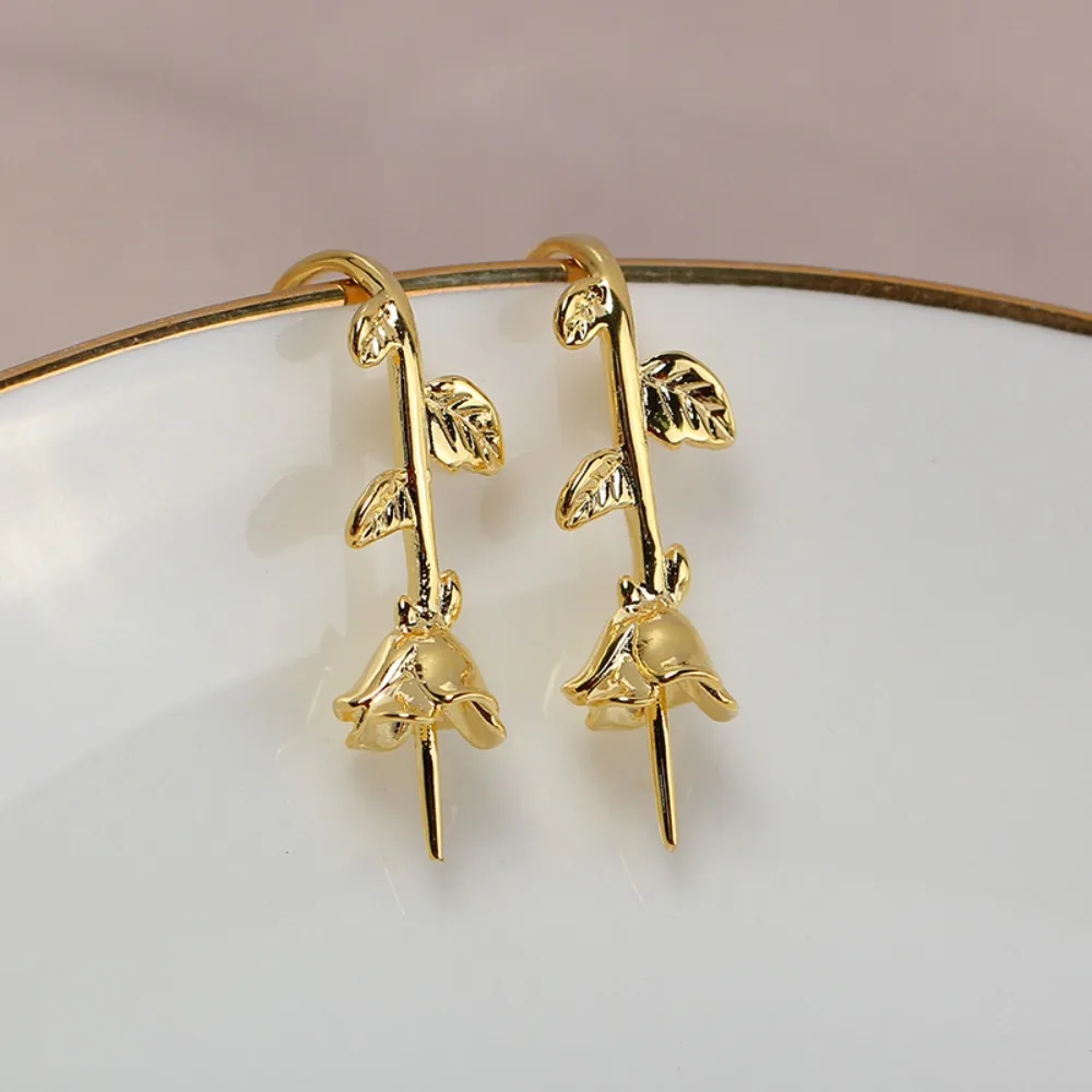 

10PCS S925 Sterling Silver Needle 18K Gold Wrapped Plated Brass Earring Settings Diy Jewelry Pearl Earrings Accessories
