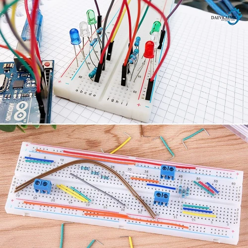 Imagen 2 del producto Componentes electrónicos Resistencia de condensador electrolítico led Kit de placa de pruebas de 830 orificios MB-102 para kit de conectores de paquete de componentes UNO R