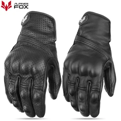 Retro Leather Motorcycle Gloves Man Full Finger Motorbiker Gloves Non-slip Protective Guantes Moto Motocross Cycling Glove M-2XL