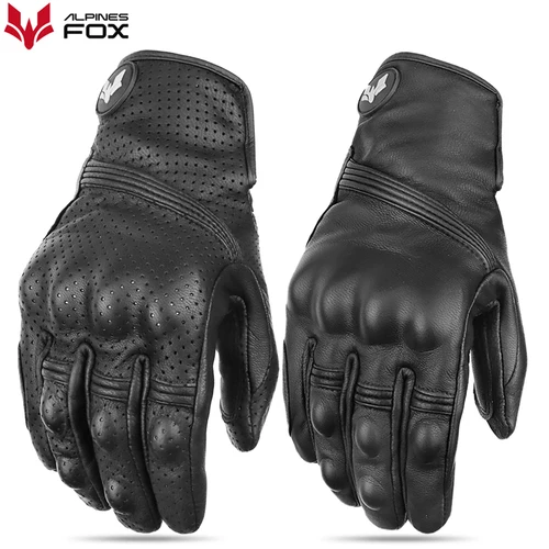 Guantes de cuero Retro para motocicleta, Guantes de motociclista con dedos completos, Guantes protectores antideslizantes para Moto, Guantes de ciclismo para Motocross, M-2XL