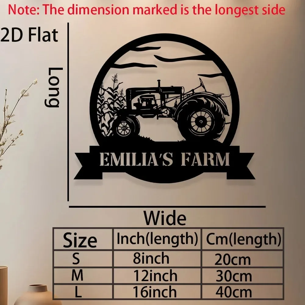 1pc 2D Flat Custom Tractor Metal Sign Personalized Farmhouse Rustic Wall Art Unique Gift For Farmer Home Decor Only For Decorati