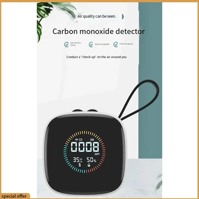 A68Z كاشف أول أكسيد الكربون CO المحمولة متعددة الوظائف جهاز اختبار جودة الهواء جهاز كشف درجة الحرارة والرطوبة