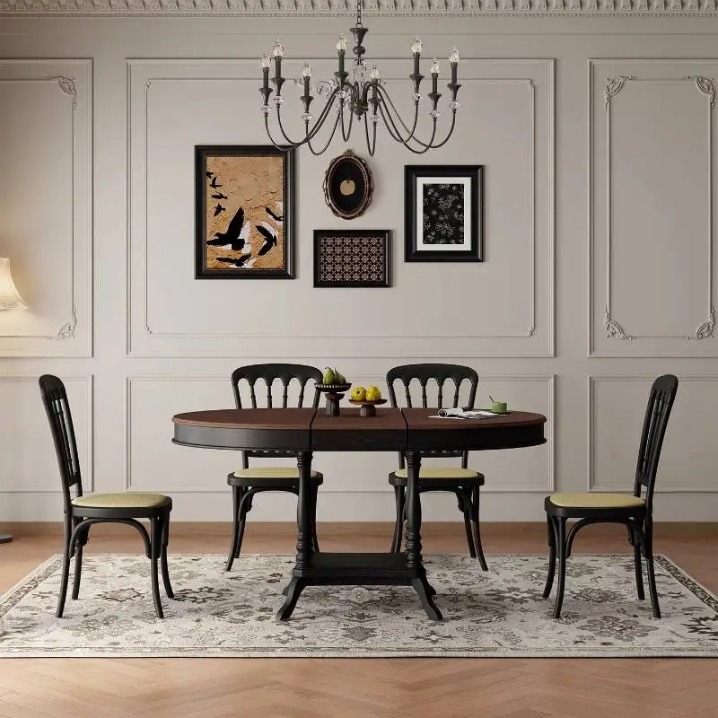 Design Square Black Dining Tables Wooden Nordic Center Kitchen Dining Tables Home Extendable Luxury Mesas De Comedor Furniture