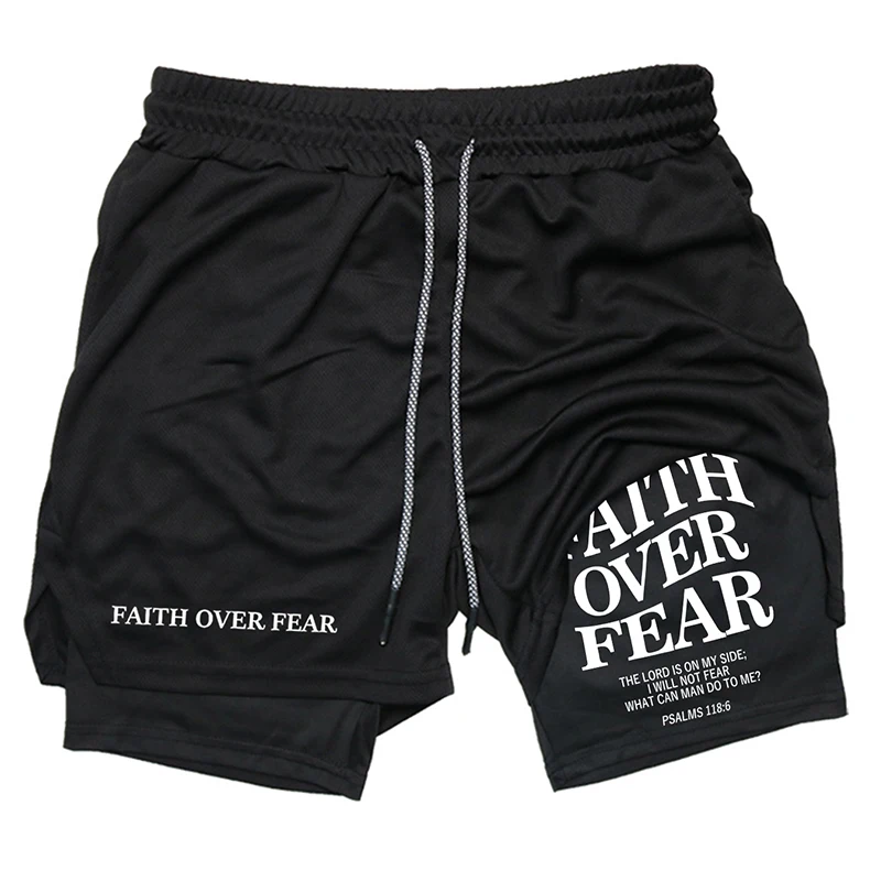 Performance Shorts with Phone Pocket Towel Loop Activewear 2-in-1 Running Workout Shorts for Men Christian Gym Athletic Loop
