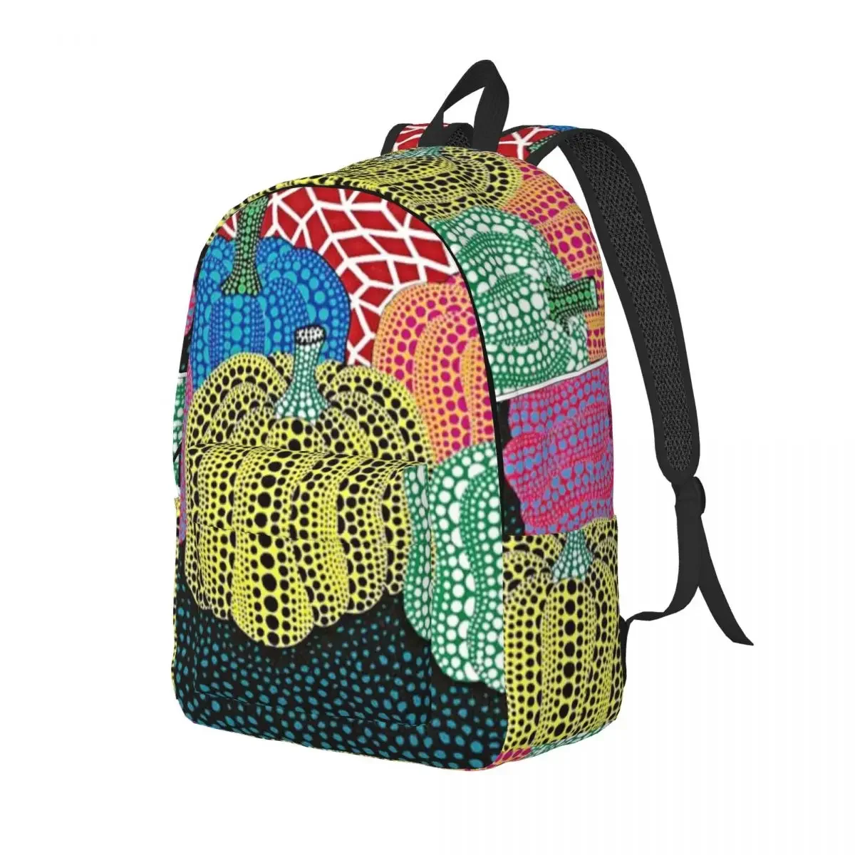 Pumpkin Backpack Elementary High College School Student Yayoi Kusama Art Dots Polka Bookbag Teens Sports Canvas Daypack