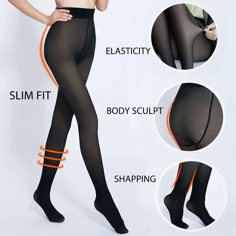 Women's Thermal Leggings Panty Fleece Women Pantyhose Stockings Tights Women Winter Fake Translucent Warm Sexy Pantyhose Winter