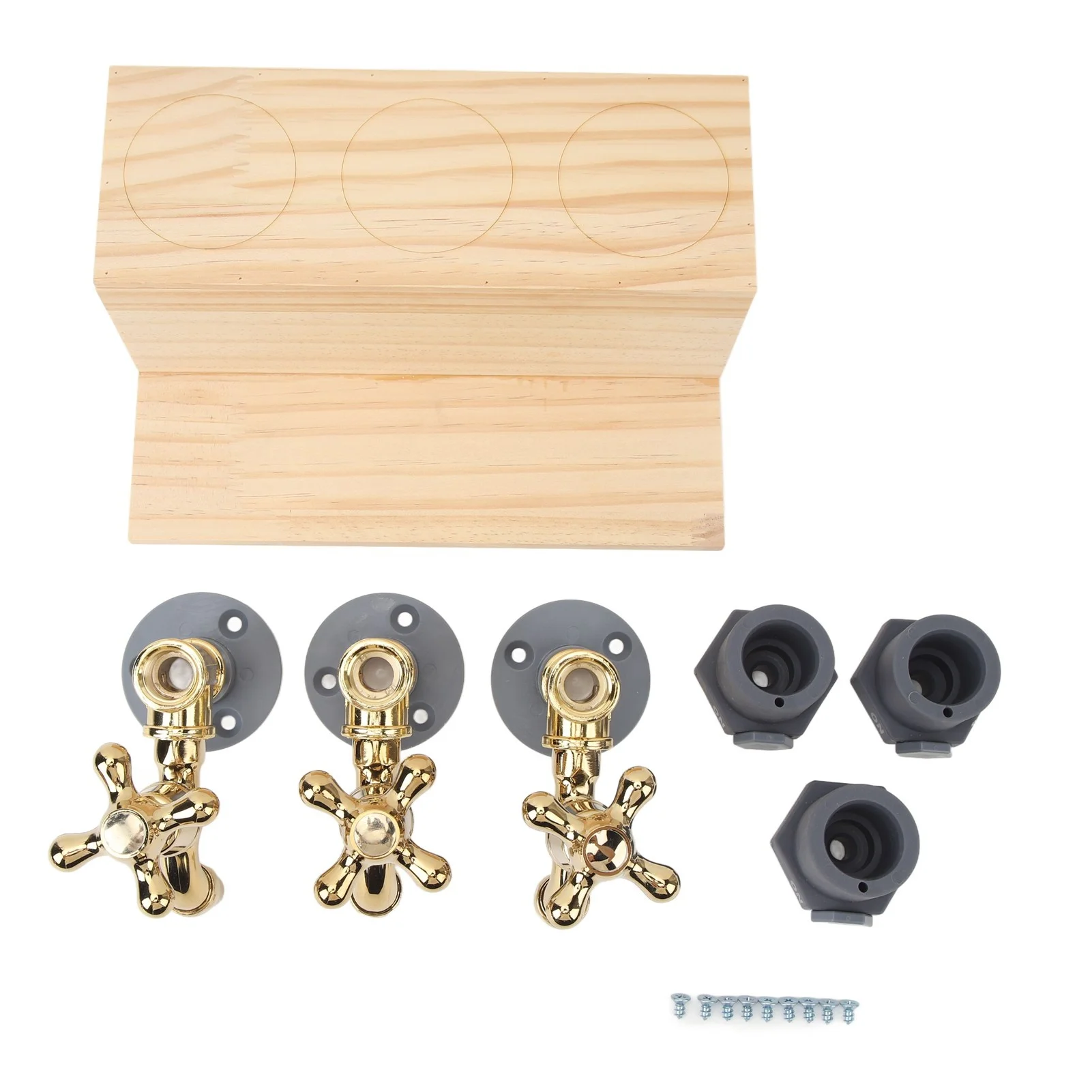 Wood Liquor Dispenser 3 Bottle Whiskey Dispenser Faucet Shape Alloy Bar Accessory for Drink Beverage Party