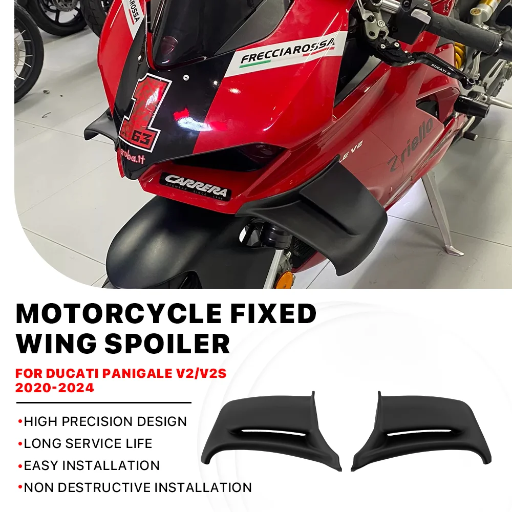 

For DUCATI PANIGALE V2 V2S V2R SP 2020-2024 Motorcycle Front Fairing fixed wing Side red Winglets Spoiler Air Deflector Kit