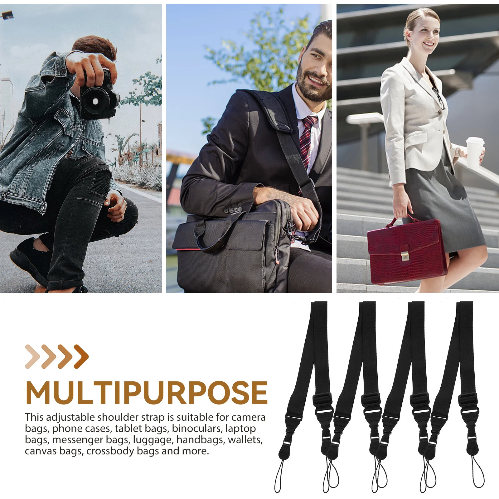 

4Pcs Wide Adjustable Shoulder Strap for Bag Crossbody Laptop Backpack Tote Messenger Durable Replacement Bag Straps