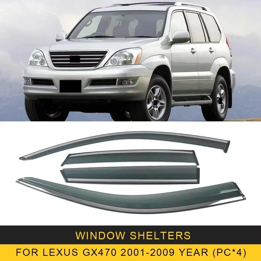 

Chrome Strips Rain Guards for LEXUS GX470 GX460 2001-2019 Window Visor Wind Deflectors Door Visor Vent Shades Ventvisor