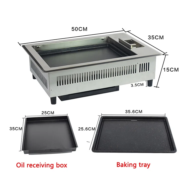 Rectangle Commercial Stainless Steel Outdoor Gas Bbq Barbecue Grill 50cm Korean Restaurant Table Top Bbq Gas Grill